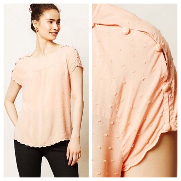 Anthropologie Tops - ❇️Anthropologie Maeve Peach Clipdot Buttoned Top